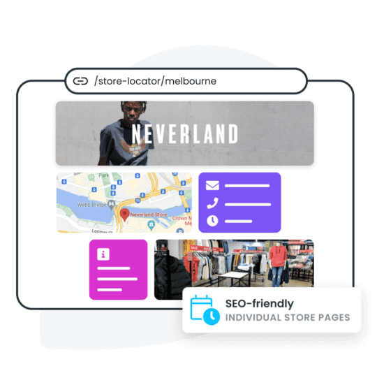 stockinstore's Store Locator App includes SEO Firendly Individual store pages optimised for Google