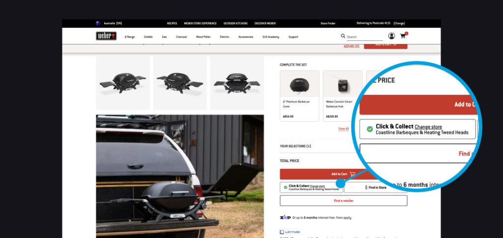 Weber in store pickup solution by stockinstore