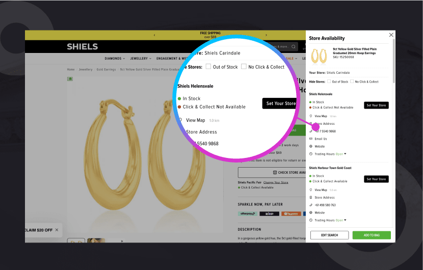 Shiels In store pick up solution