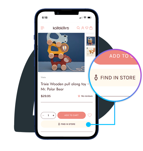 Kollektive website showing Find in Store experience connecting customers with nearby stockists