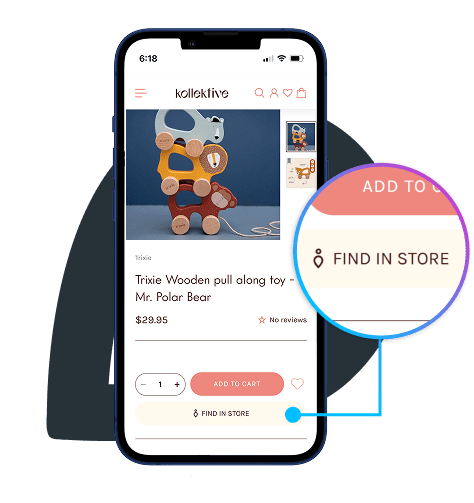 Kollektive website showing Find in Store experience connecting customers with nearby stockists