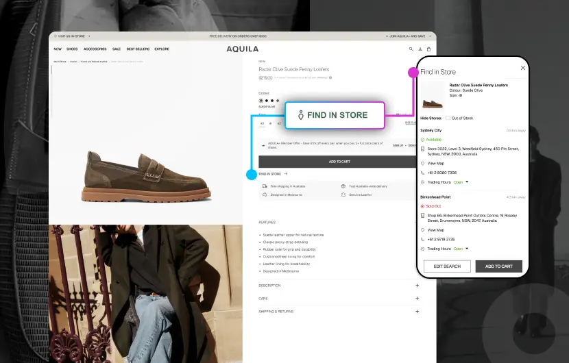 Aquila Find in Store on their product page by stockinstore