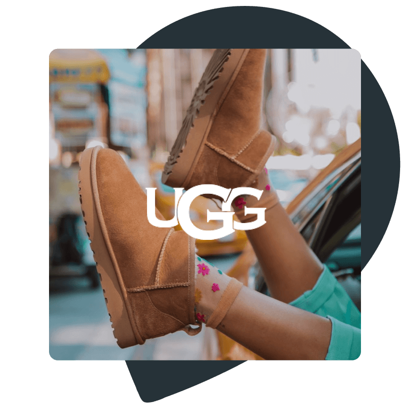 Header graphic for solutions page featuring ugg boots image and logo
