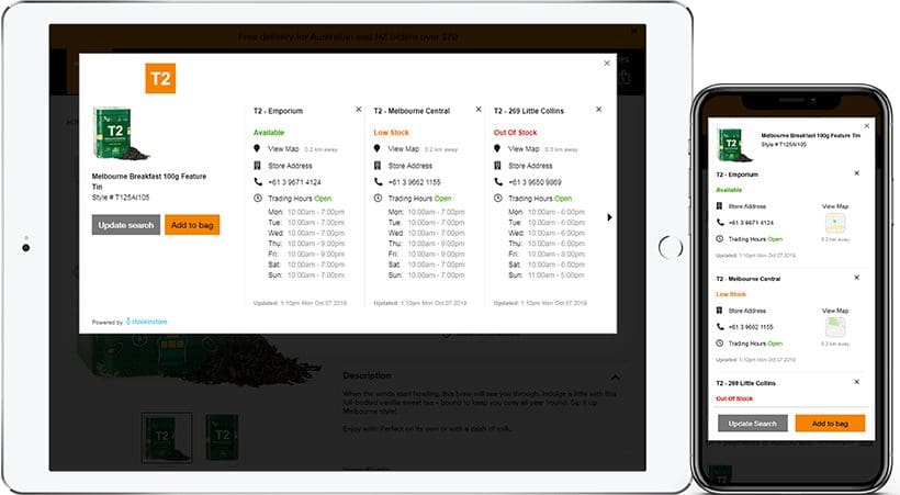 stockinstore's unique reporting suite helps T2's marketing and ecommerce managers track the effectiveness of marketing campaigns and the website in driving store visits