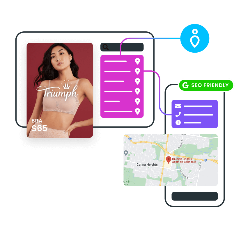 stockinstore's Store Locator App and widget is easy to install with custom styling. Built for all platforms including Shopify Magento Commerce Cloud BigCommerce WooCommerce
