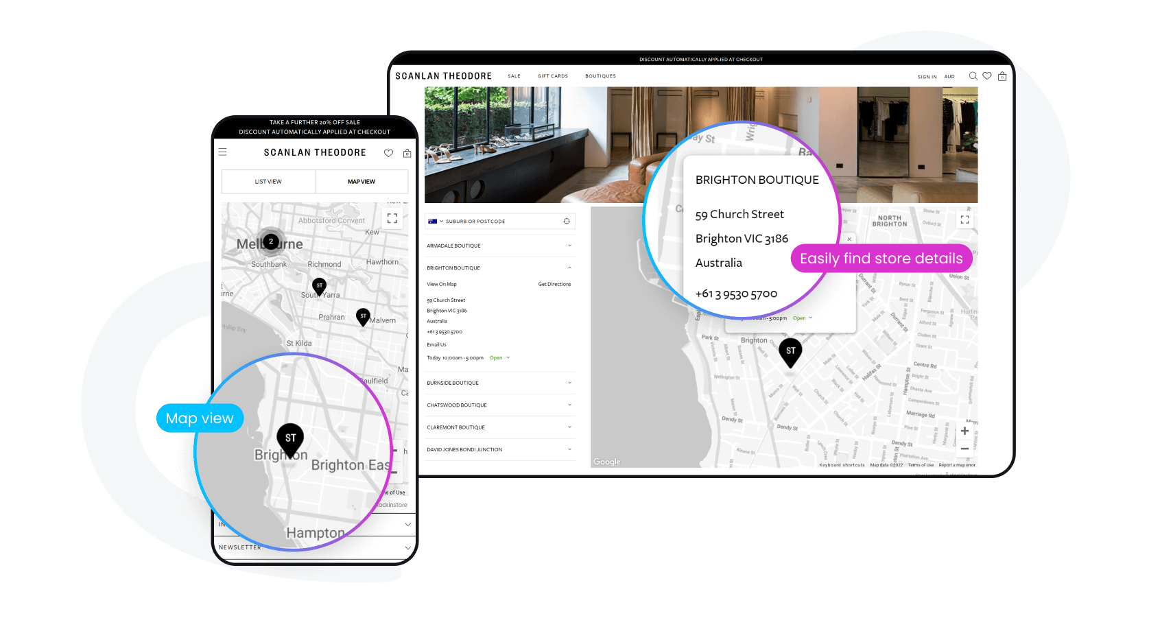 stockinstore's Store Locator widget allows for custom styling to make your brand stand out and works with all platforms including Shopify Magento Commerce Cloud BigCommerce WooCommerce