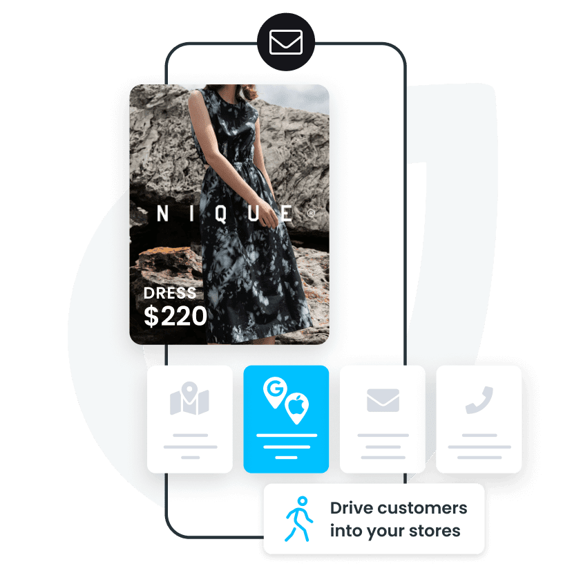 stockinstore's Nearest Store EDM widget dynamically shows customers your nearest stores/stockists in retailers EDMs
