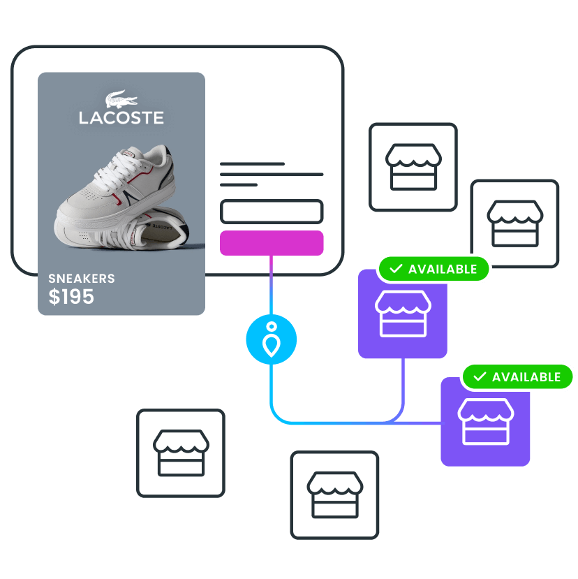 stockinstore's Find in Store App for retailers and franchises shows online shoppers real time product availability in stores nearby. Works with Shopify Magento Commerce Cloud BigCommerce